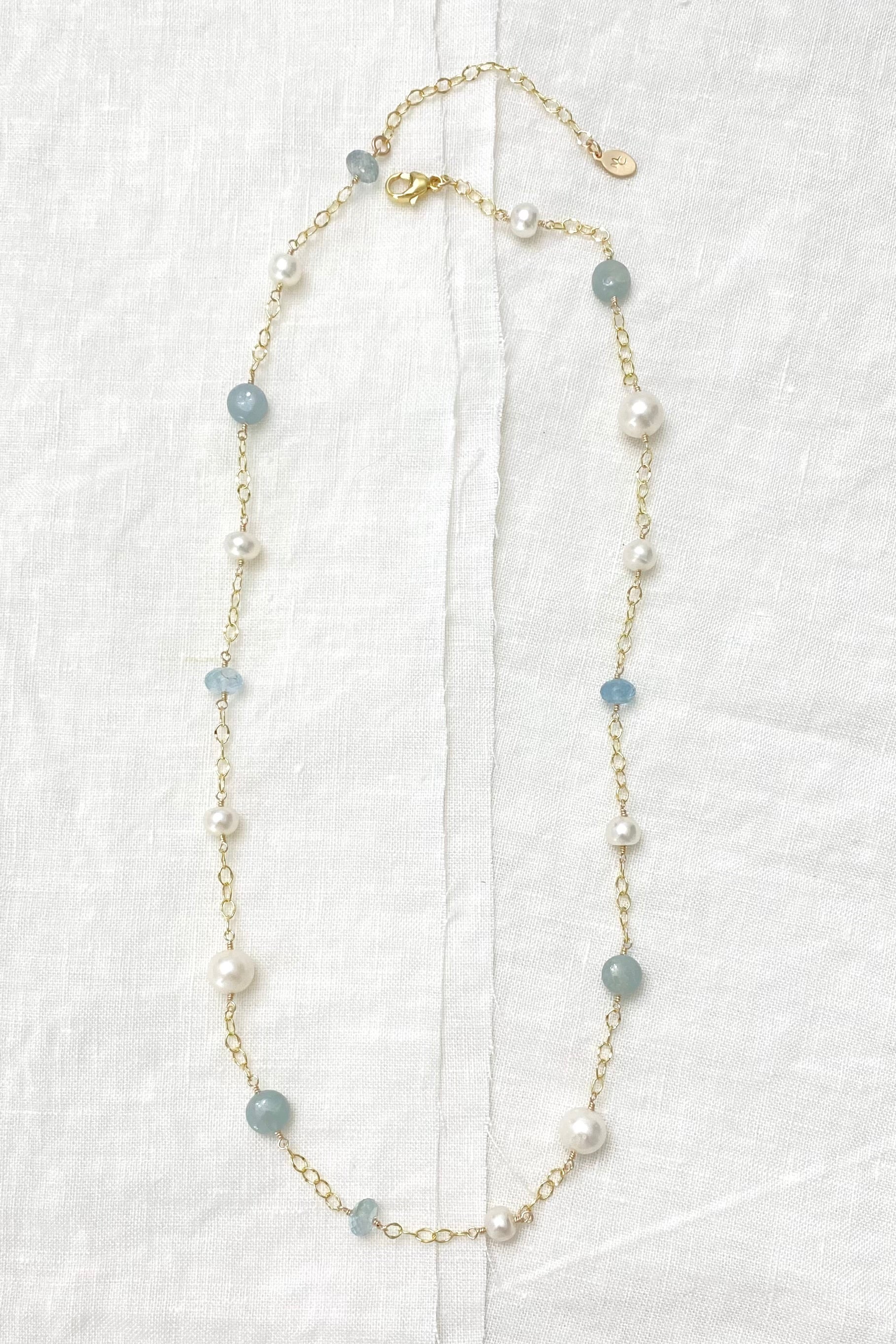 Organic Aqua Station Necklace | Von Bargen's Jewelry